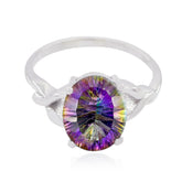 Leah Multicolor Solitaire Ring with Sparkling Gemstone Mystic Quartz Multicolor